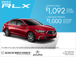 多倫多讴歌車行Acura of North Toronto 2020款讴歌RLX買車每月付款1092元起 獲高达1,000元現金折扣